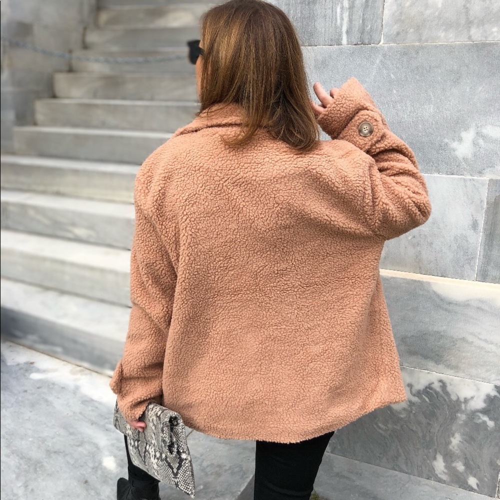 Lorna 2 Teddy Coat - Nude Peach - Picture 4 of 8